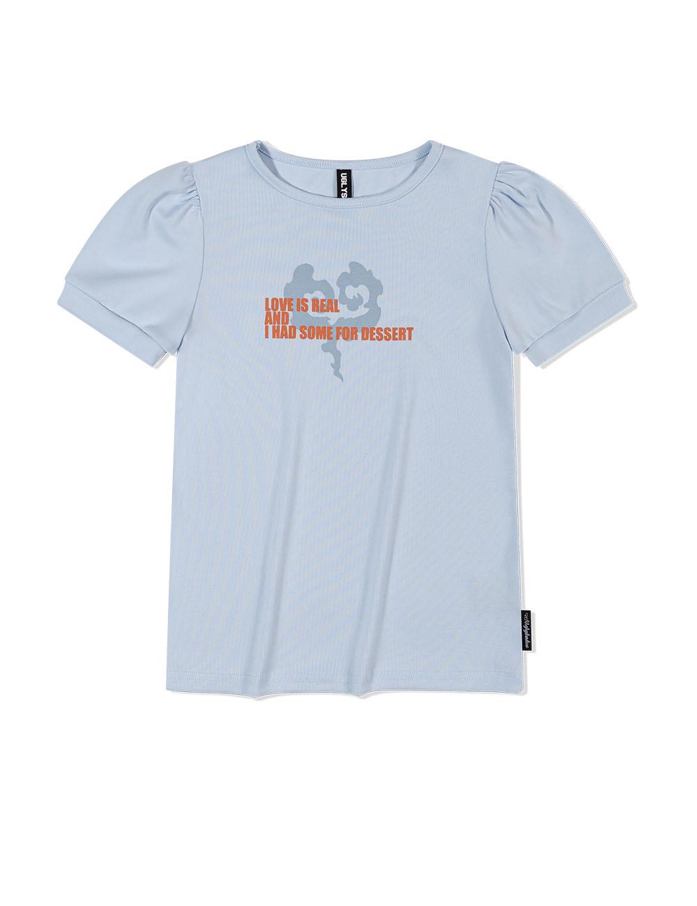 HEART SMOKE PUFF SHORT SLEEVED TOP(BLUE)