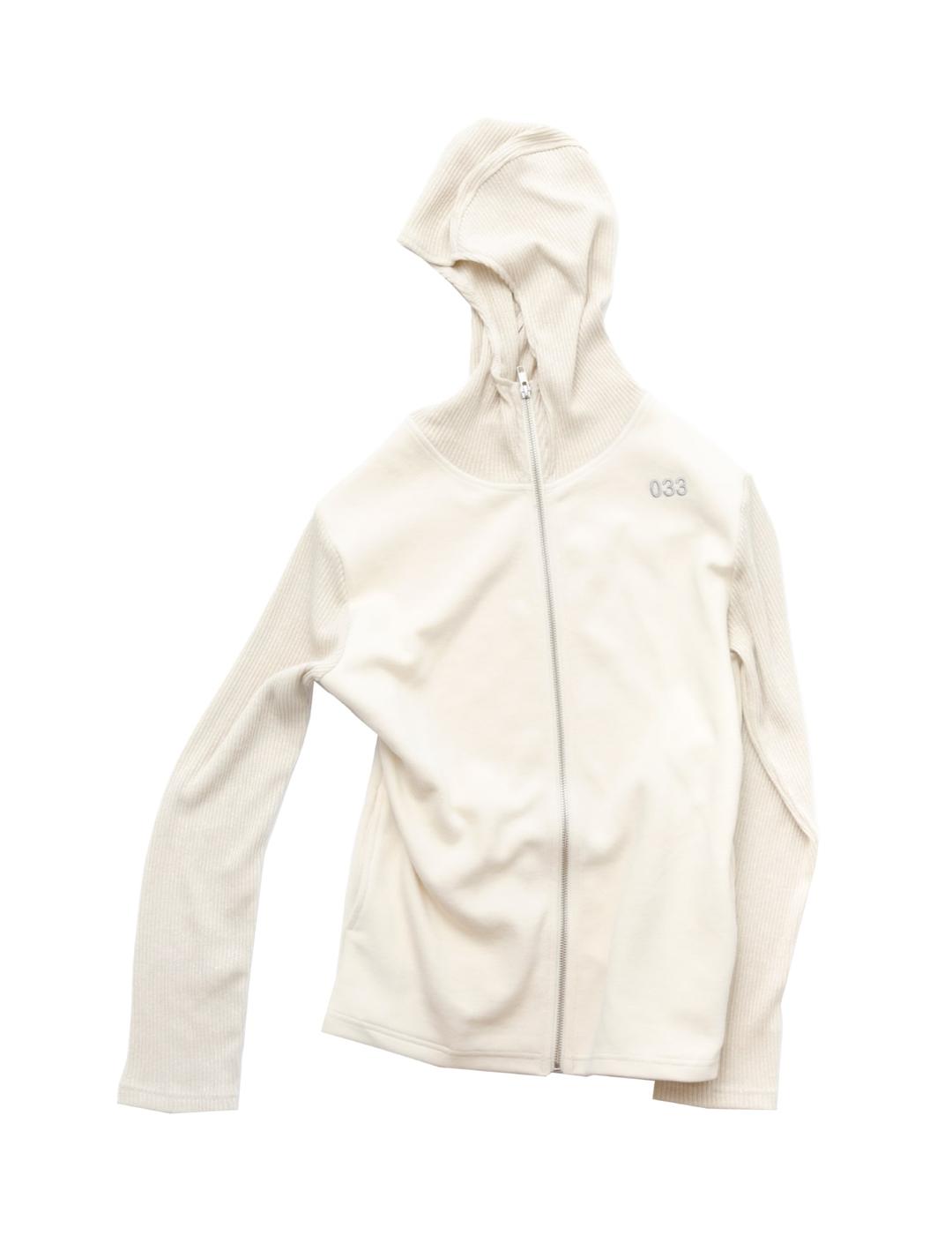 033 balaclava knit zip up_ ivory