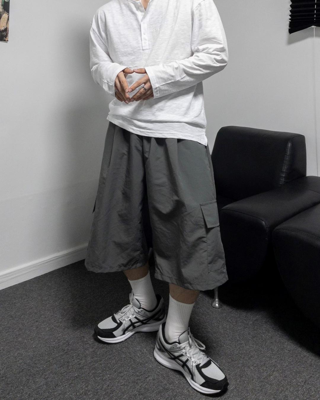 남자 나일론 카고 버뮤다 반바지 팬츠 와이드 밴딩 바지 척도