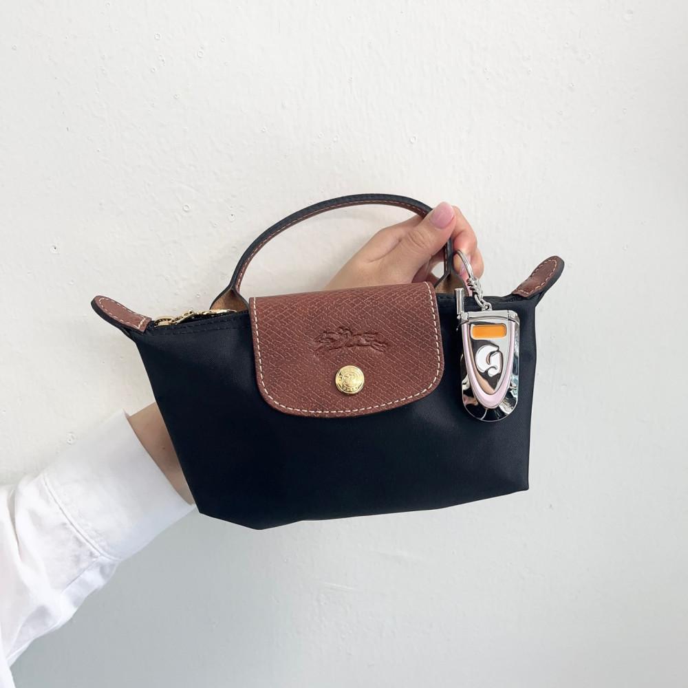 롱샴 르 플리아쥬 오리지널 핸들 파우치 미니 블랙