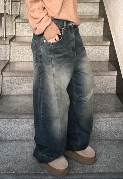 dirty curved denim
