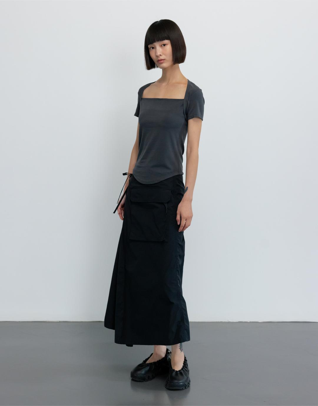 25SS FOLDING SKIRT / BLACK