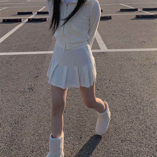 [단독구매가능] 크린 벨벳 후드 집업 셋업 (2color)