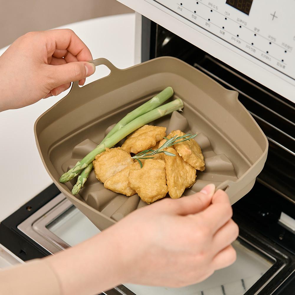 르메이드 실리콘 접이식 사각 에어프라이어 용기 에어프라이기 전자렌지 그릇 오븐 용기