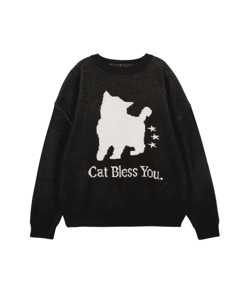 NO COLOR STAR CAT KNIT - BLACK