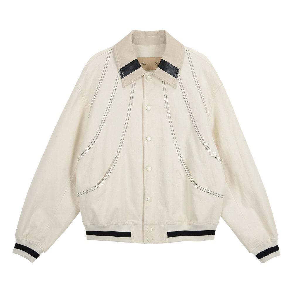 ROUND STITCH VARSITY JUMPER IN IVORY