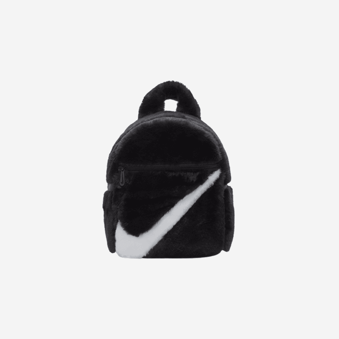 Nike NSW Futura 365 Faux Fur Mini Backpack Black White