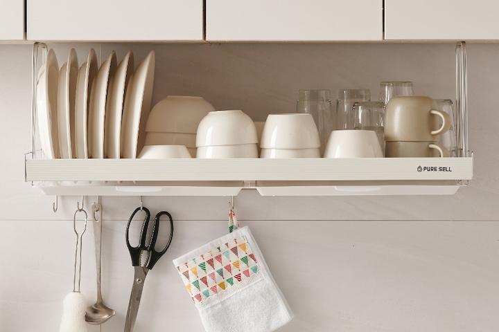 프라임 상부장 부착식 물빠짐 식기건조대 싱크대 그릇 설거지 정리대