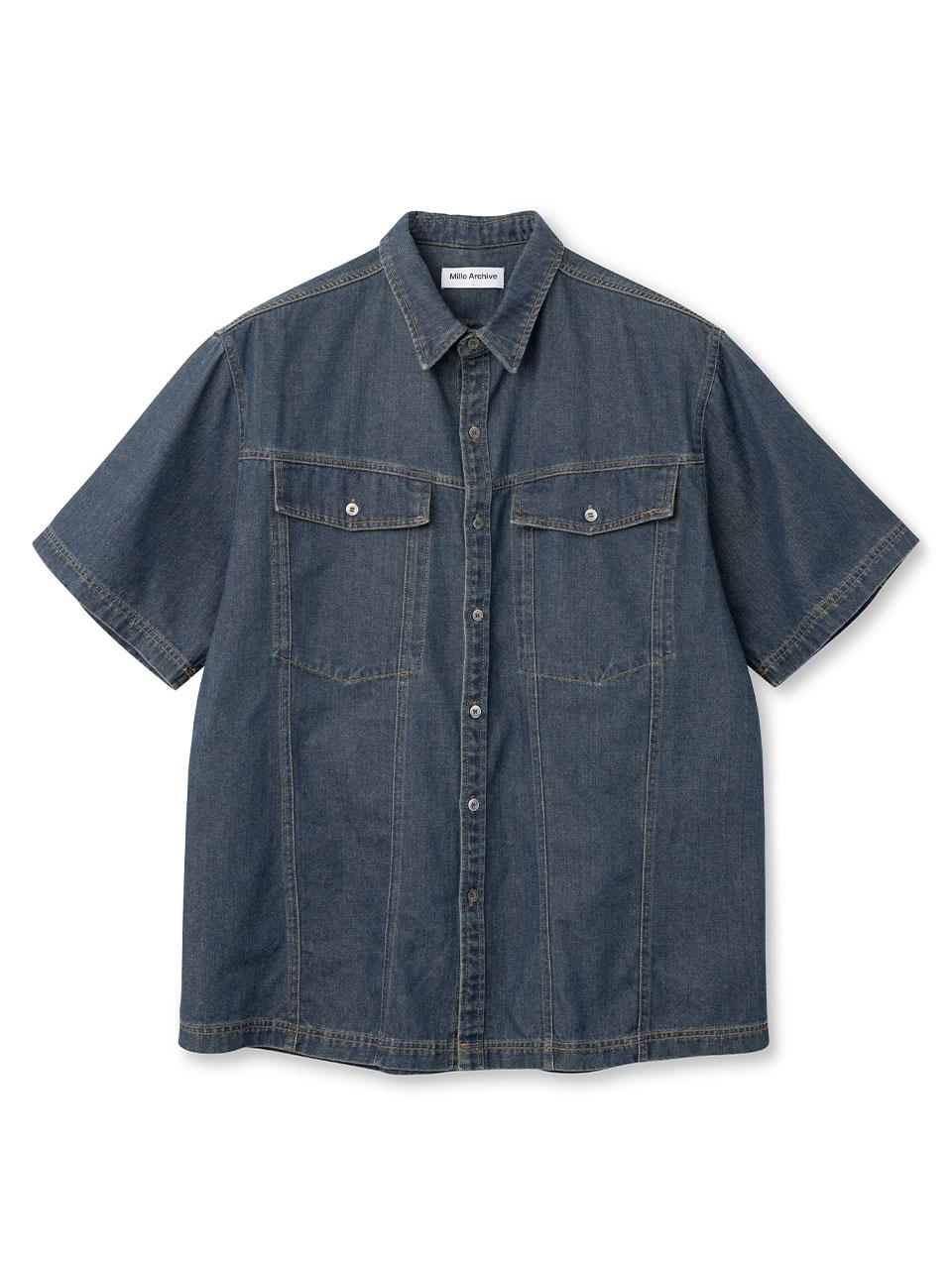 Two Pocket Denim Half Shirts [Fade Blue]
