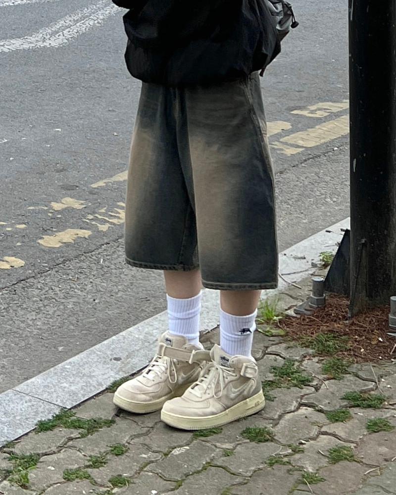 틴 워시드 버뮤다 데님 팬츠