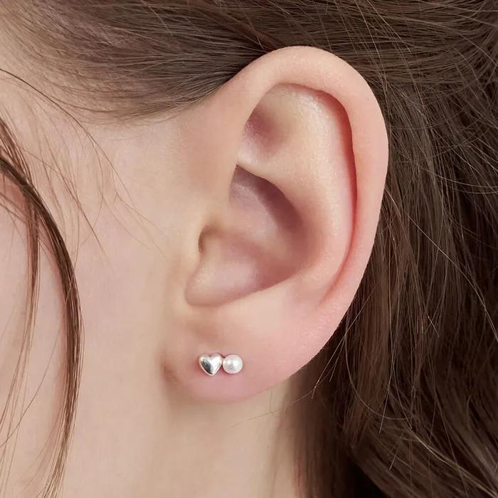 [silver925] buddy heart pearl earring