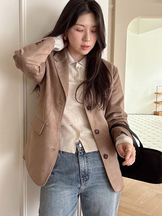 [곰송이 PICK][W단독/기간한정] Suede single button jacket KNFW01JK01_Mocha