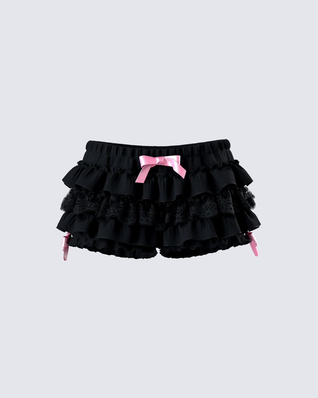 Martina Black Ruffle Short - XS