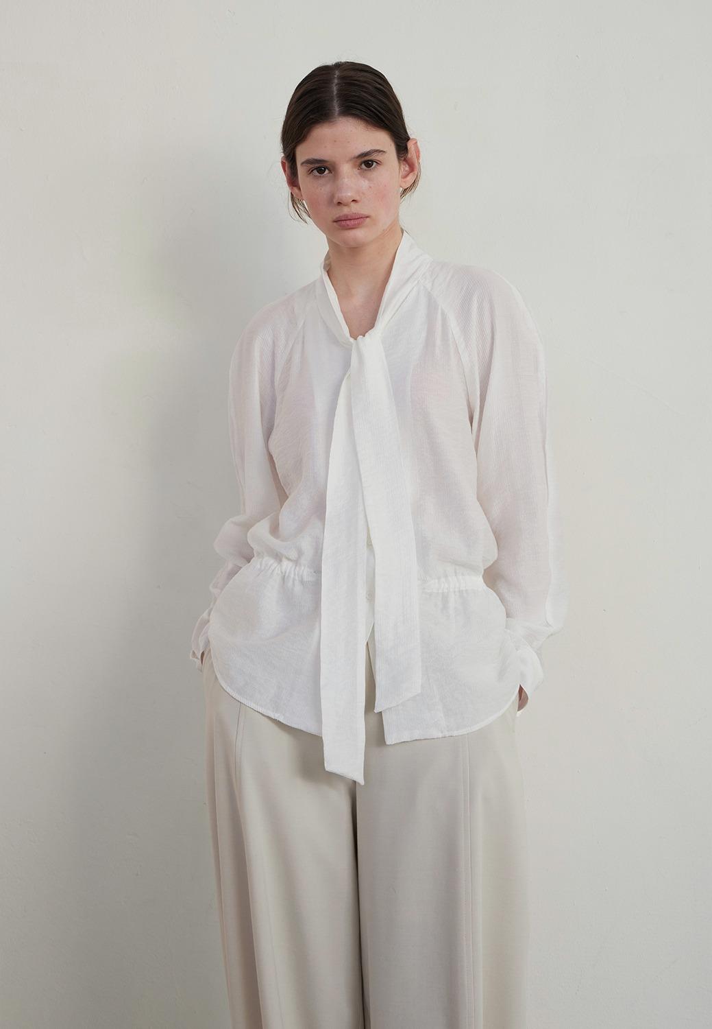 TIE RAGLAN BLOUSE - WHITE