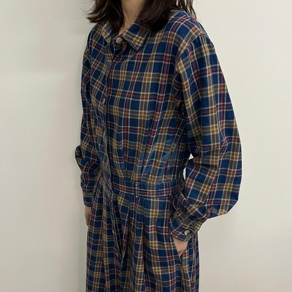 [ WOMAN ] L.L.BEAN cotton 100% long check One Piece