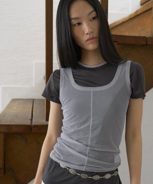 MESH SILT SLEEVELESS L/GRAY