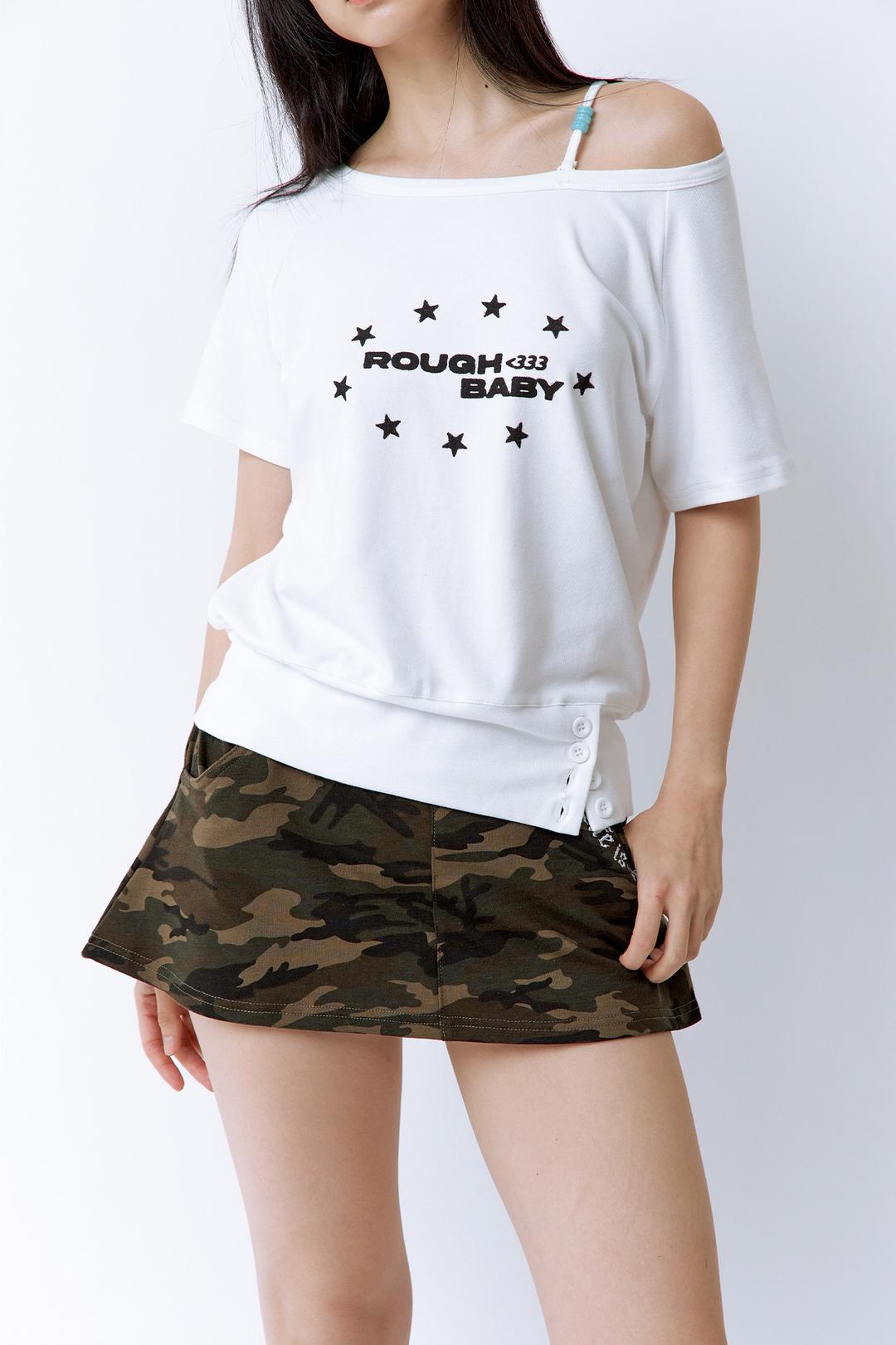 ROUGH BABY Off-Shoulder Top White