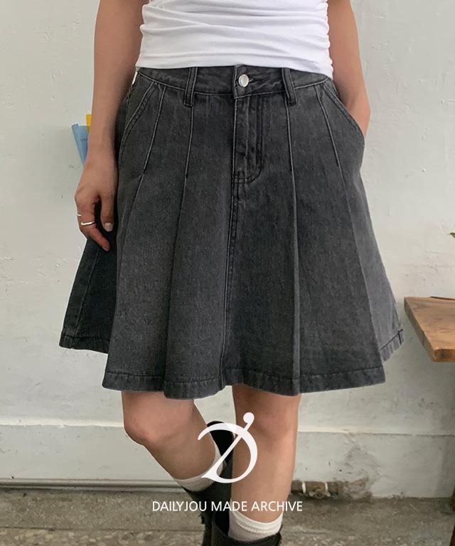 데일리쥬 [MADE] 네이터 워싱 코튼 플리츠 스커트