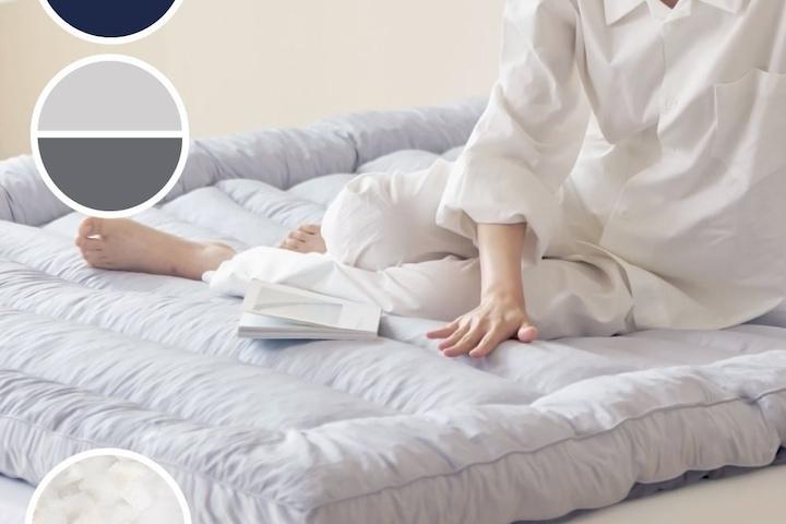 NEW 7cm 메모리솜 탄성 매트리스 토퍼 (네이비/그레이, SS/Q)