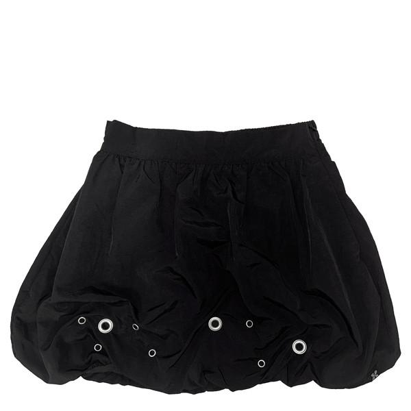 CRUMMY EYELET BALLOON SKIRT IN BLACK