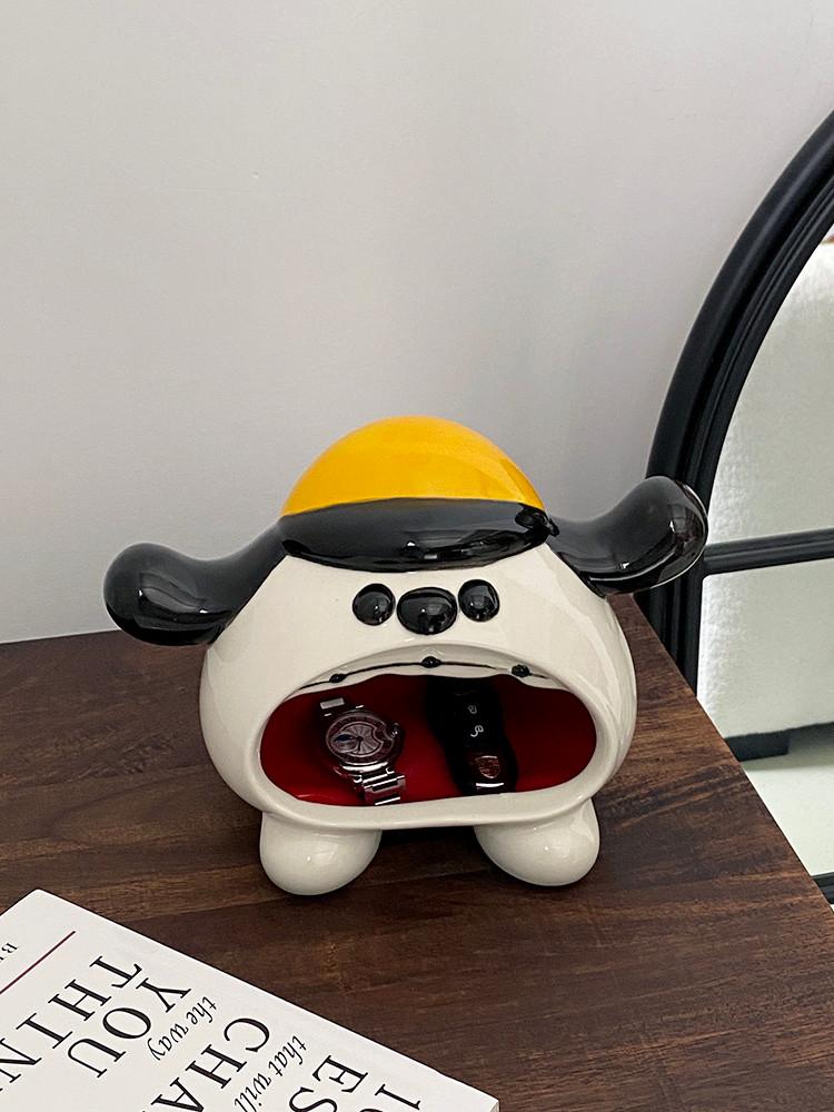 와앙 귀여운 옐로우캡 퍼피 강아지 소품 보관함 장식