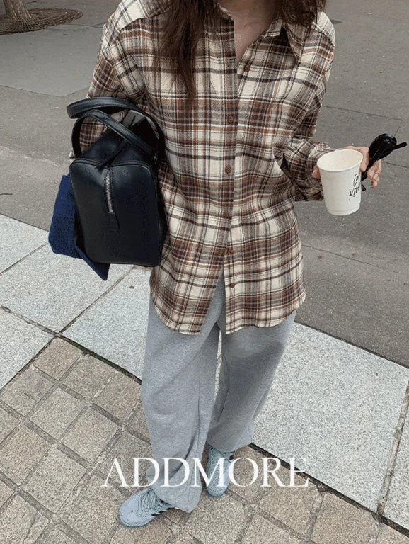 [🍂체크남방/오버핏셔츠][에드모어] mnb338 마틴 오버핏 체크 셔츠