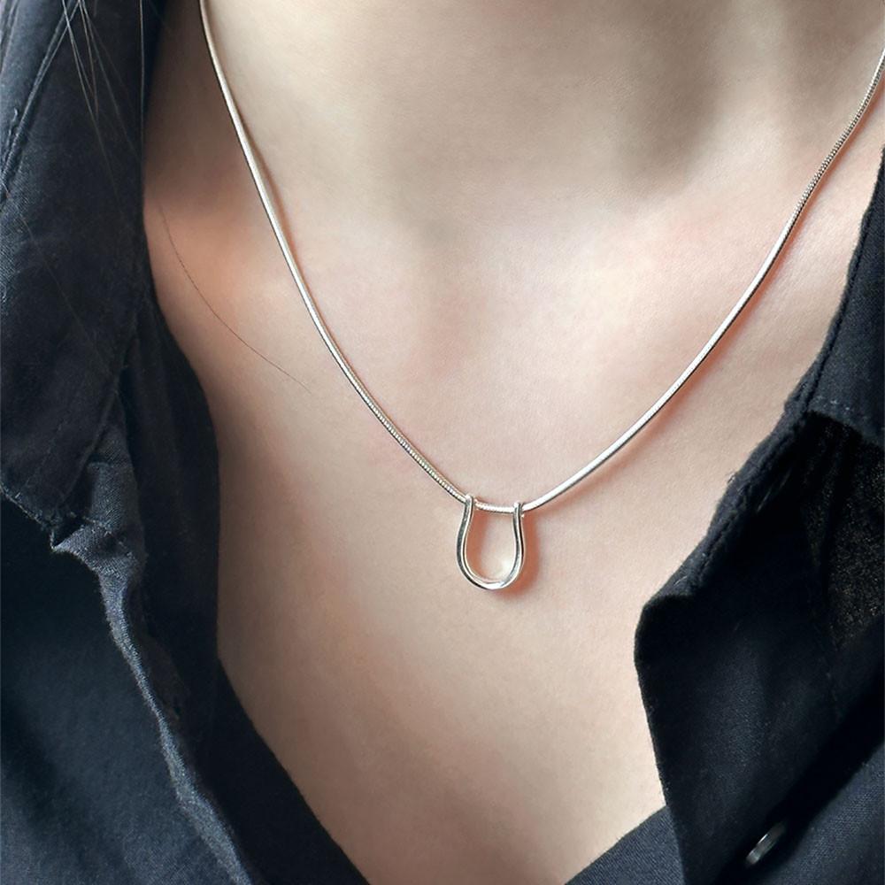 원파인데이 하프 목걸이 실버925 데일리 U 심플 은목걸이 뱀줄 스네이크 목걸이줄