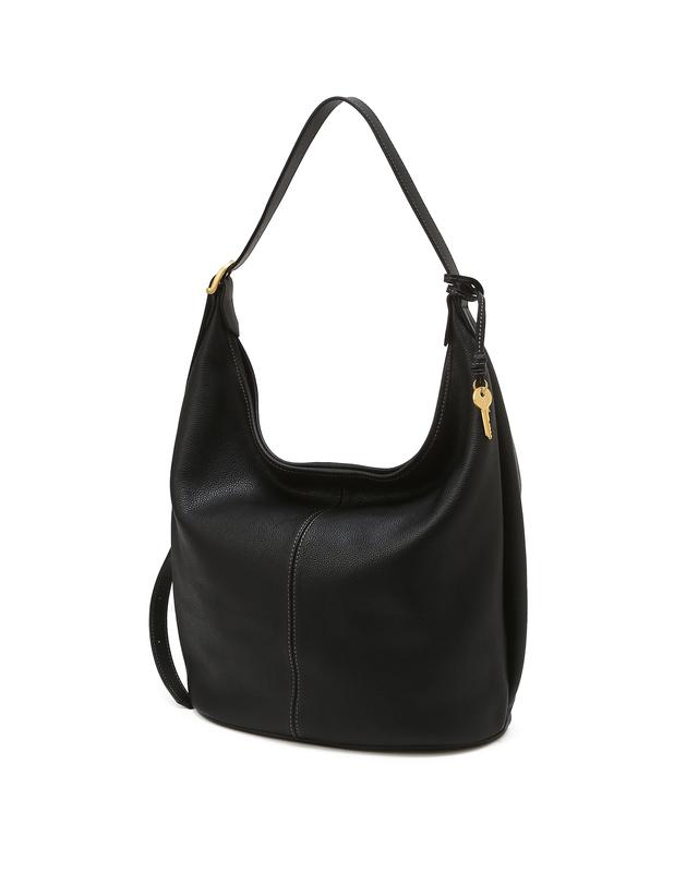 블랙 단색 소가죽 숄더백