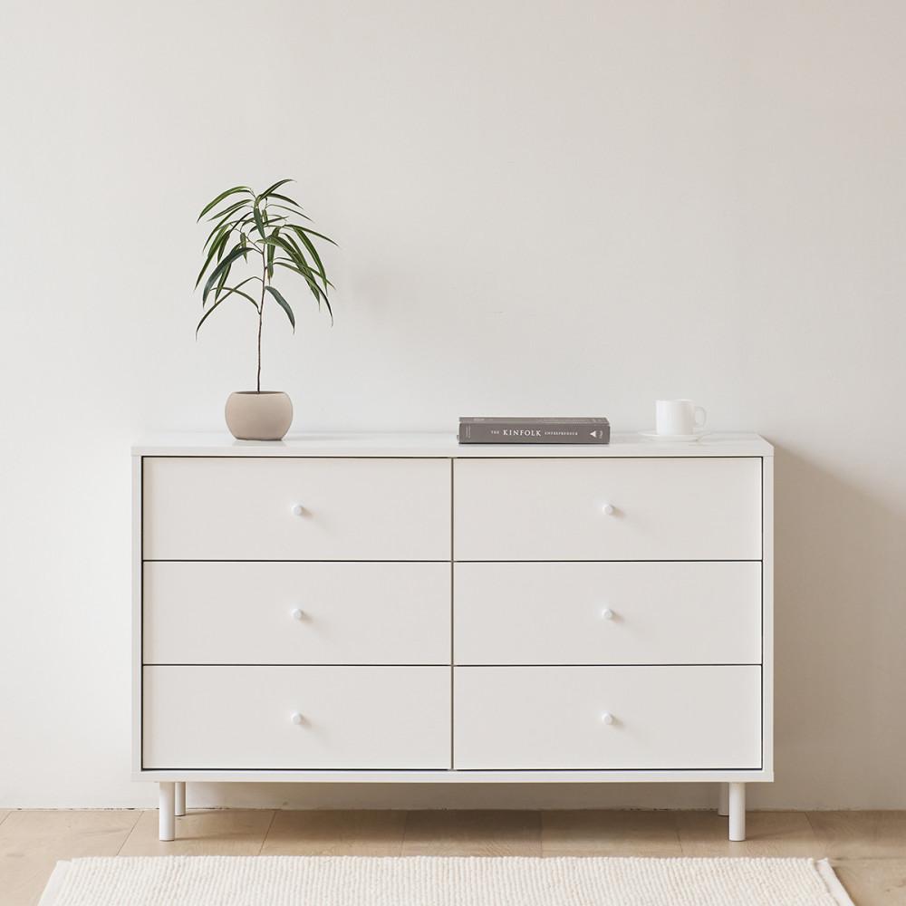 끌로에 3단 와이드 서랍장 화이트 다리형 화이트레그 화이트손잡이