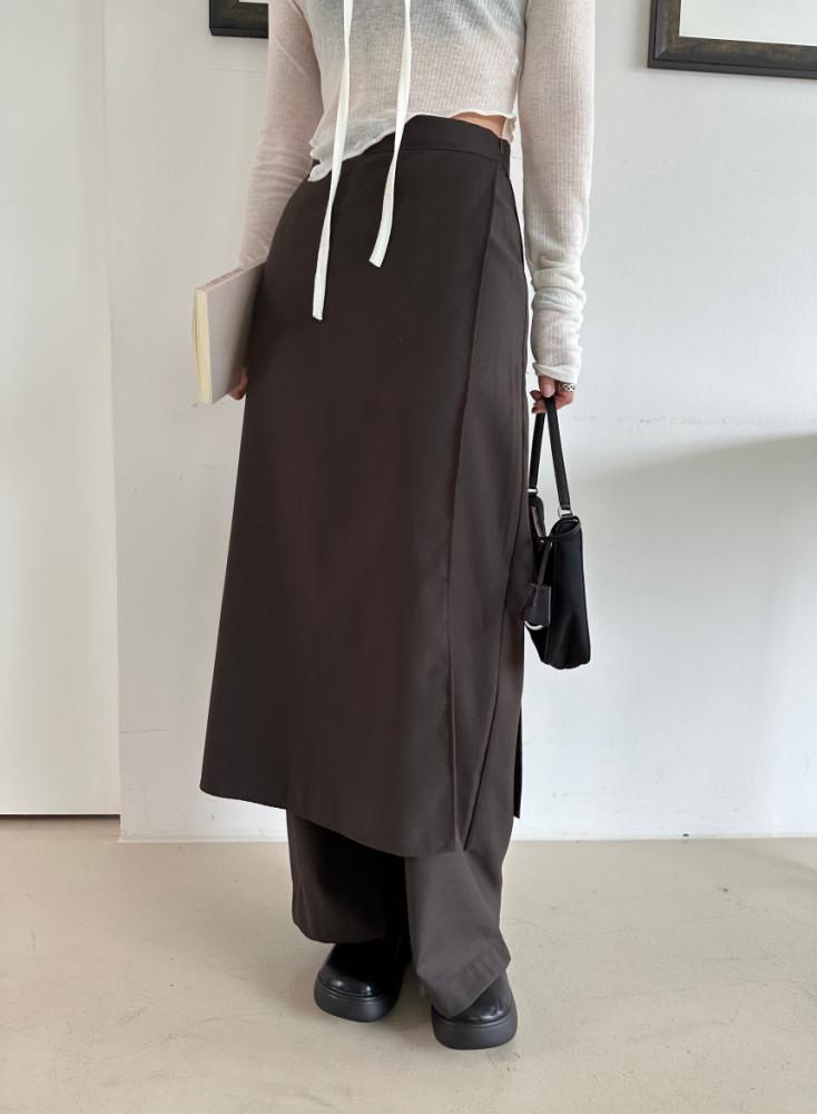 벨누아 랩 롱 트임 치마바지(3color)