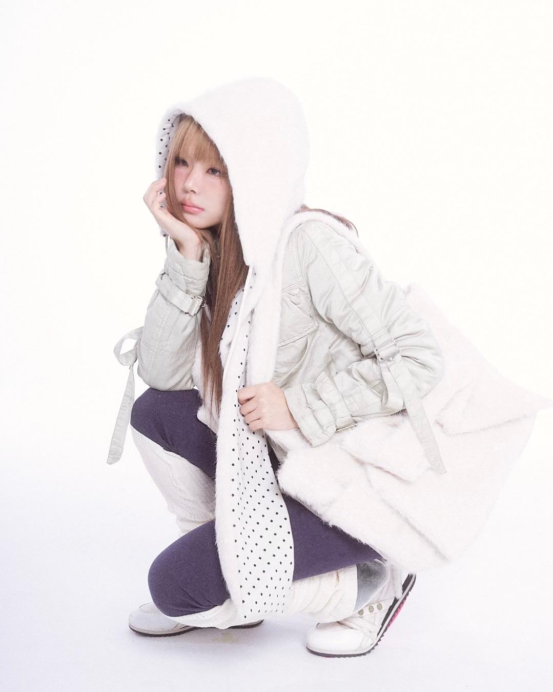 Fluffy ribbon bag (ivory)