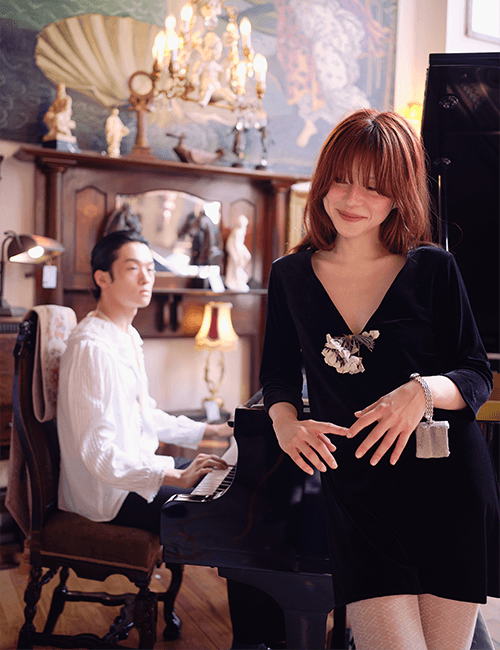 velvet deep v-neck dress