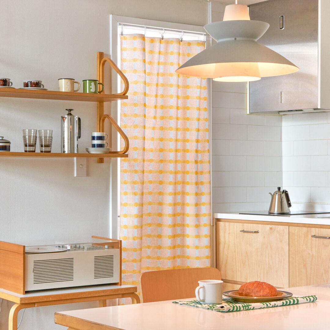 DOT CHECK FABRIC - ORANGE ON PINK
