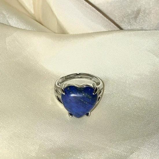 빈티지 라피스 라즐리 원석 하트 반지