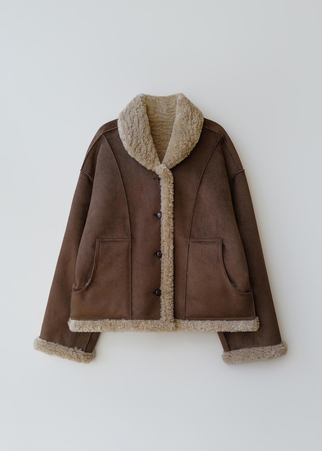 [1/10 순차발송] Shawl collar reversible jacket (brown)