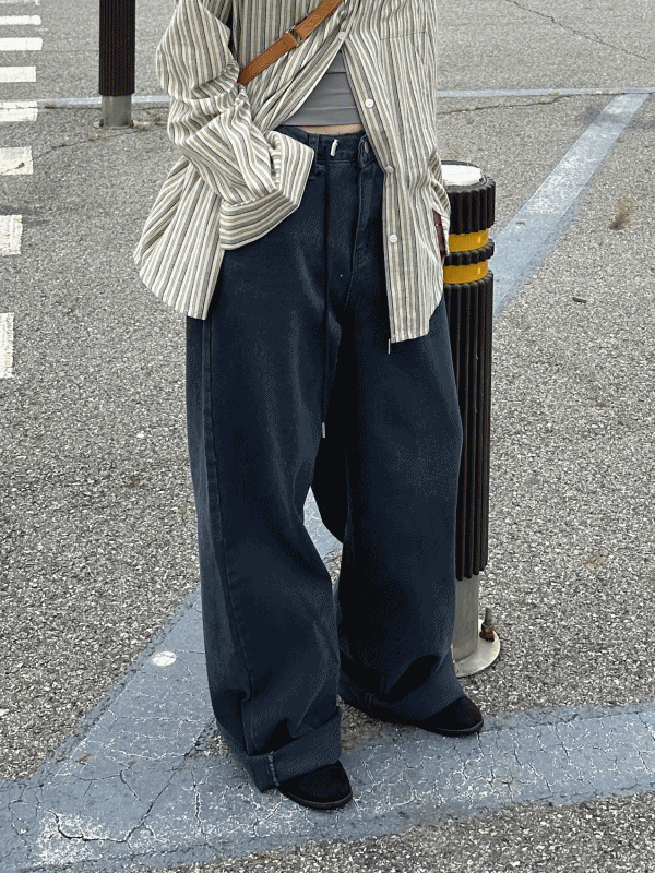Pigment string wide pants / 피그먼트 스트링 와이드팬츠 컬러팬츠 와이드핏