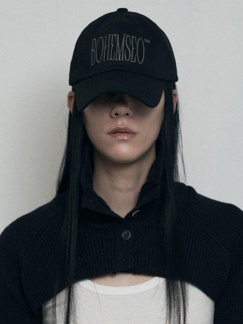 SIGNATURE LOGO COTTON BALL CAP, BLACK