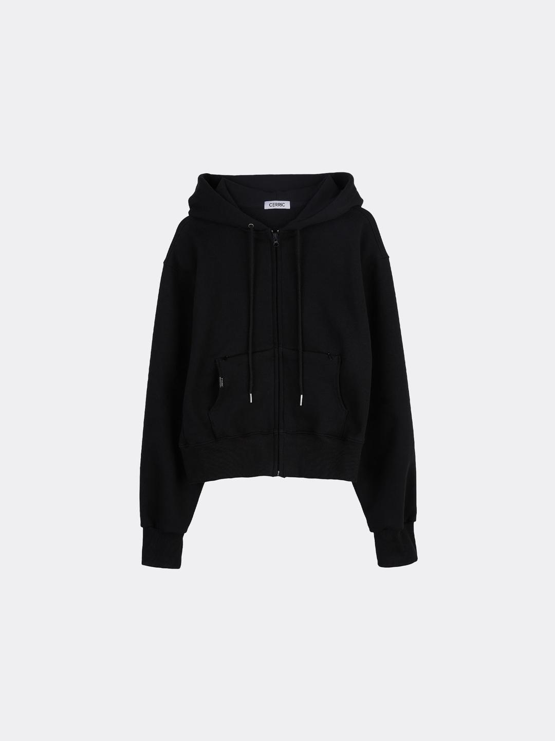 세릭 ZIPPER POCKET HOODIE-BLACK