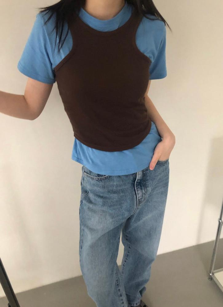 컷 아웃 레이어드 나시 3color