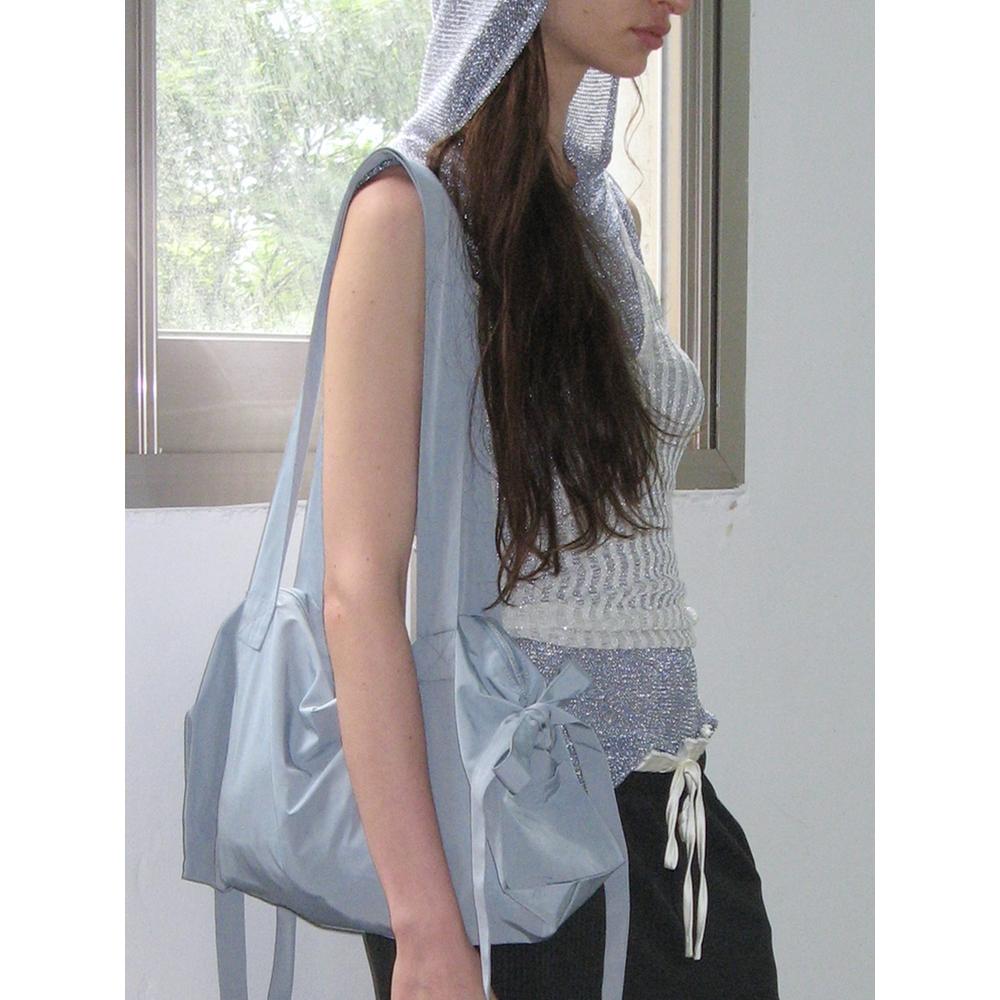 노앤뮤트 [7차리오더] Pigtails ribbon bag Blue grey