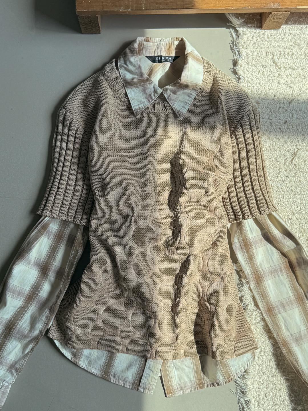 dot pattern knit top A7415