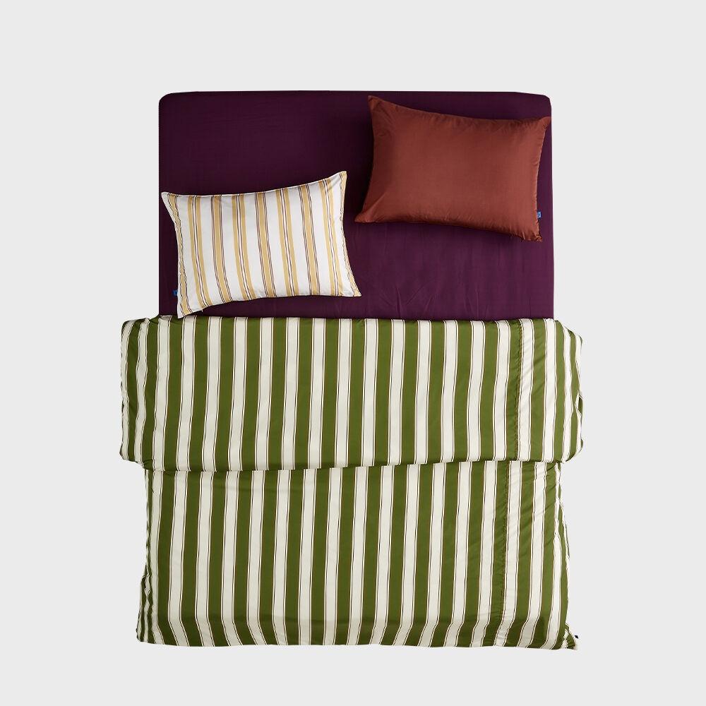 [29CM 단독] 섀도스트라이프카키&브릭 레이어드 알러지케어 이불커버 세트 SSQ