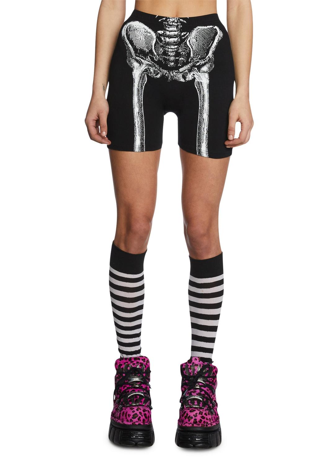 Freaky Frakture Skeleton Shorts - BLACK / XX-Small