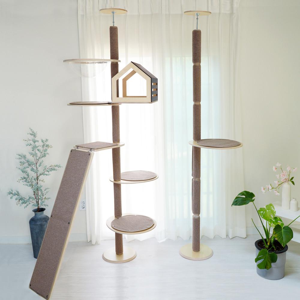 오브바이포 공간활용 캣폴 4,5단 고양이 원목 캣타워