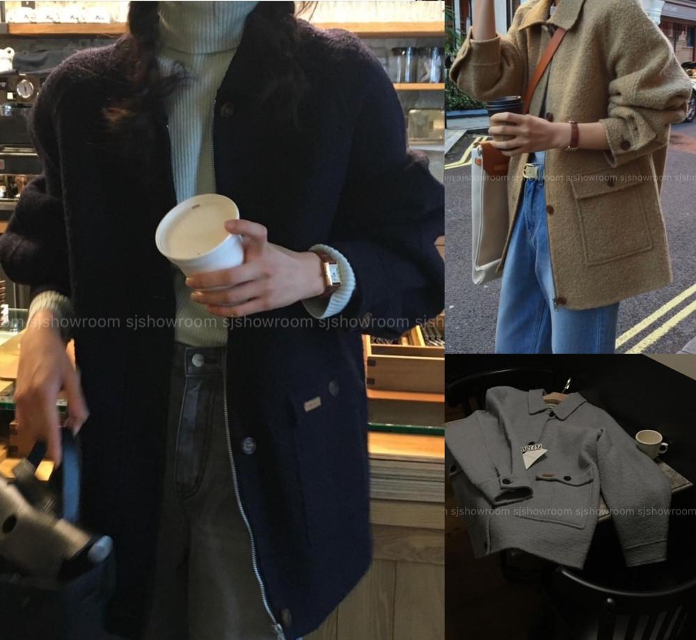 오버테이크 부클 알파카 핸드메이드 점퍼