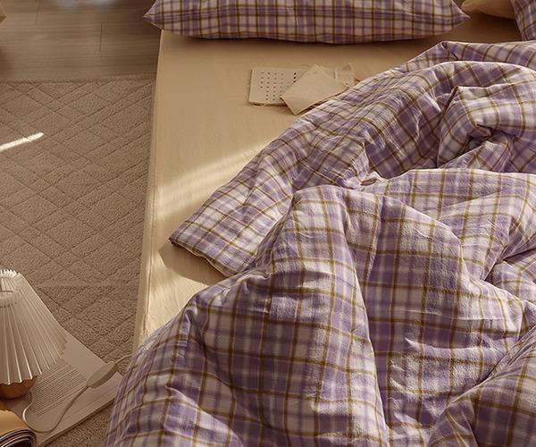 레트로 퍼플체크 양면침구세트