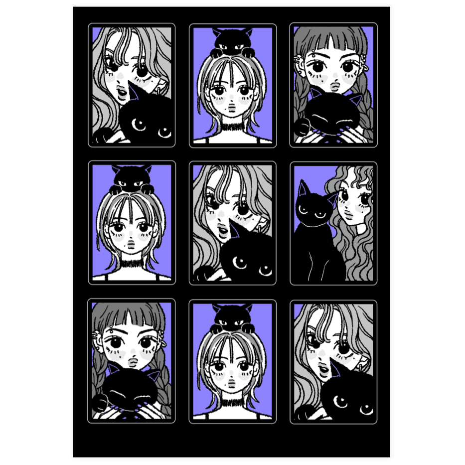 무쿠무쿠스튜디오 마이 블랙 캣 스티커 ㅣ 마플샵