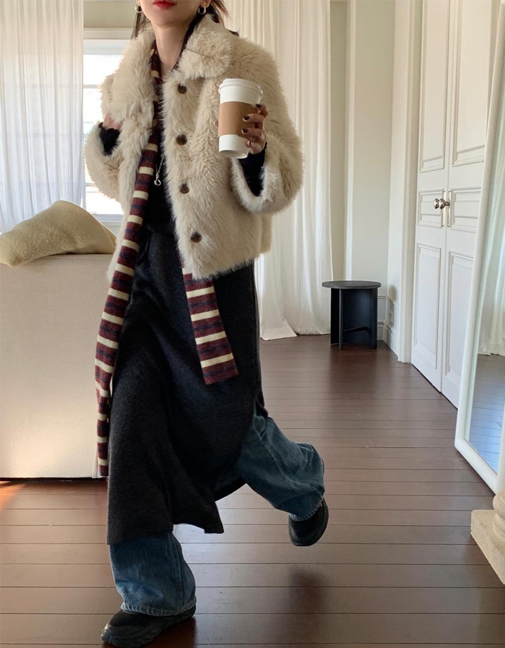 마롱 미니 퍼 jacket