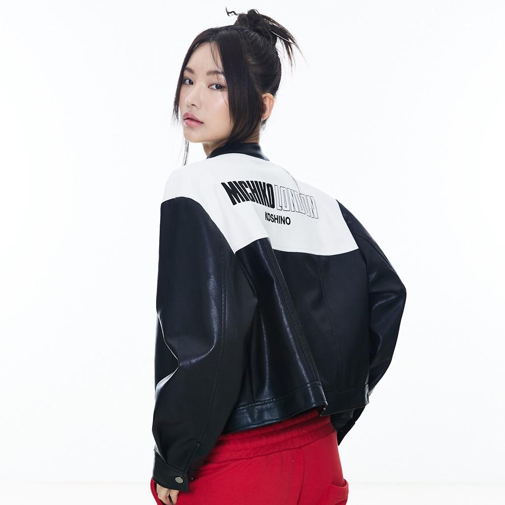 VEGAN LEATHER CROP RACING JACKET