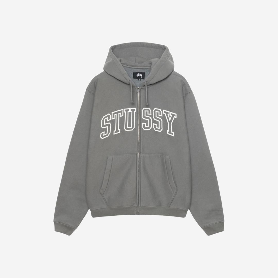 Stussy Outline Zip Hoodie Grey